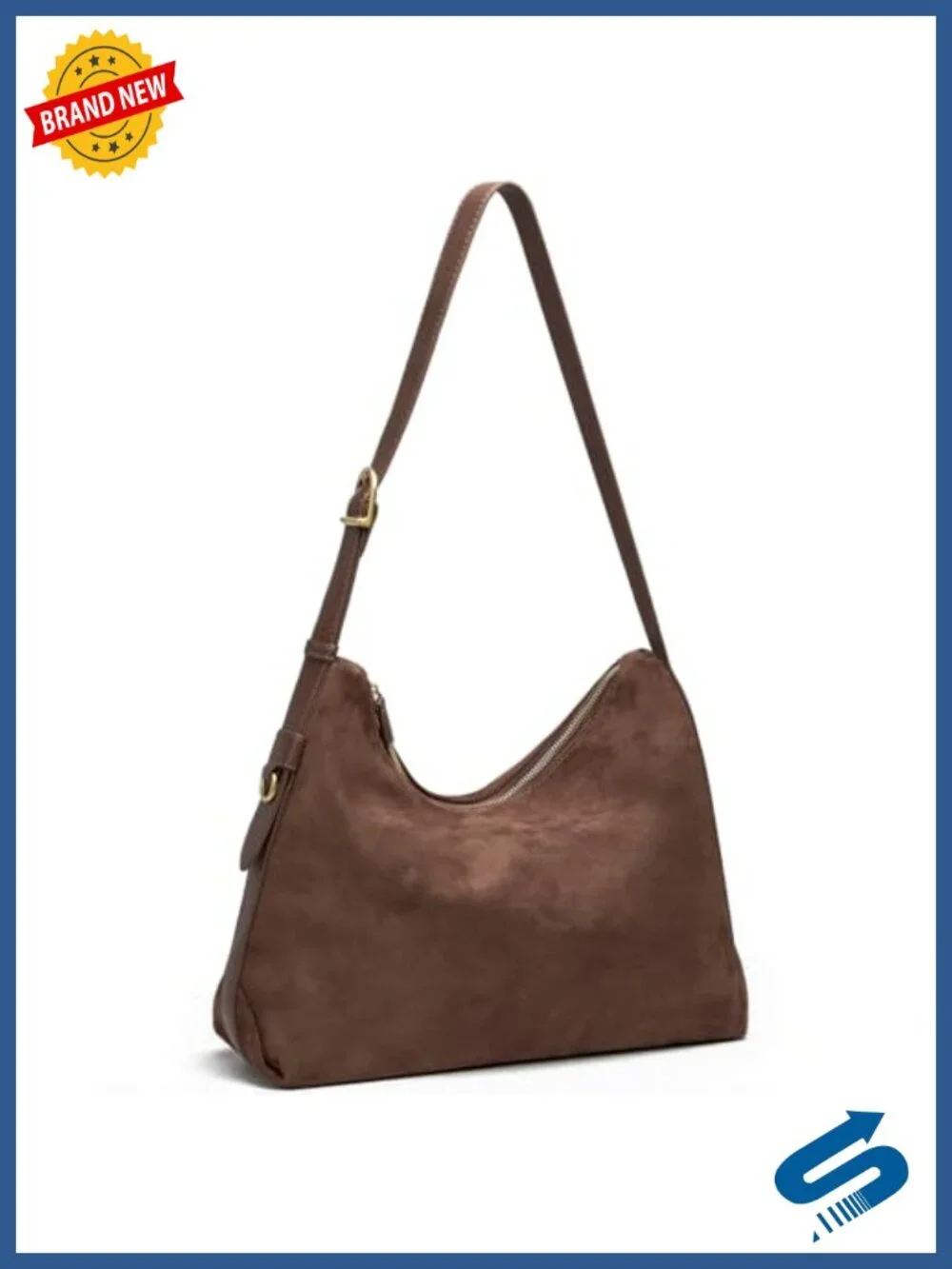 Hobo Bag Slouchy Shoulder Purse Soft Suede Adjustable Strap 5 Pockets Fits 11
